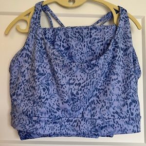 Athleta 3X purple leopard sports bra & shorts set